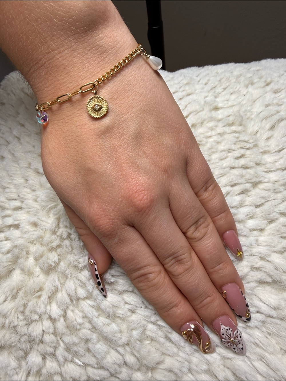 Gold Sunburst Charm Bracelet - Women Jewelry